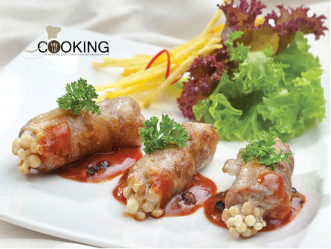 Bò cuộn nấm sốt tiêu