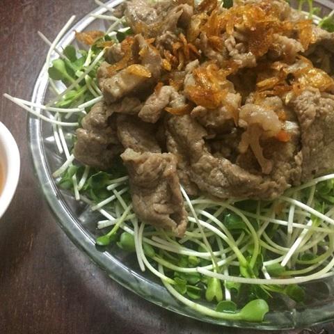 Cách làm bò trộn cải mầm