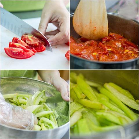 Cách nấu bún dọc mùng giò sống