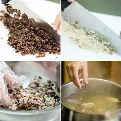 Cách nấu bún dọc mùng giò sống