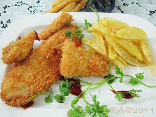 Cá bao bột chiên giòn với khoai tây chiên