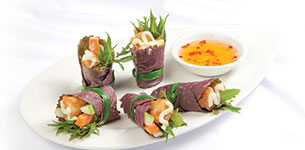 Cá basa cuốn tía tô