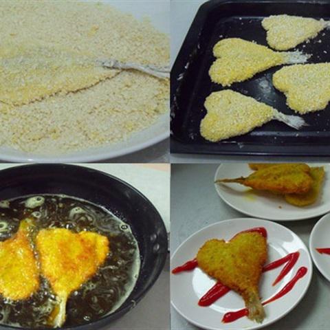 Cách làm cá chiên xù hình trái tim