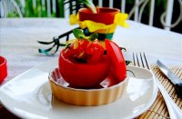 Cà chua trộn cá hồi xông khói