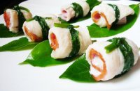 Cá cuộn hấp trà xanh