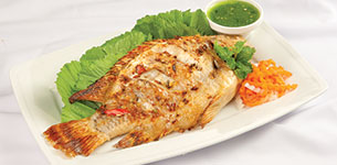 Cá nướng chấm muối ớt xanh