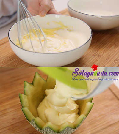 Cách làm bánh mousse dưa lưới giống Patbingsu Hàn Quốc