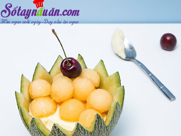 Cách làm bánh mousse dưa lưới giống Patbingsu Hàn Quốc