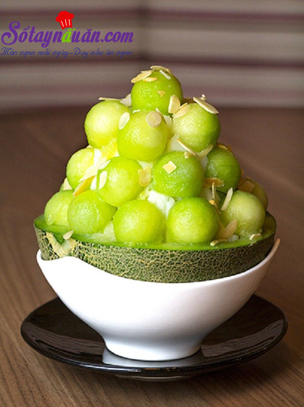 Cách làm bánh mousse dưa lưới giống Patbingsu Hàn Quốc