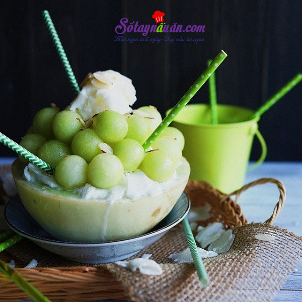 Cách làm bánh mousse dưa lưới giống Patbingsu Hàn Quốc