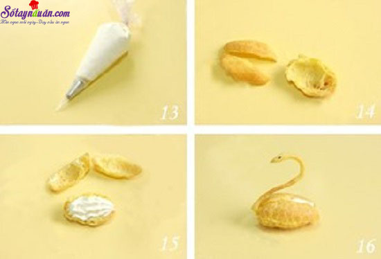 Cách làm bánh su kem hình thiên nga cực dễ thương