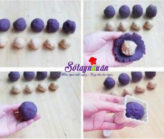 Cách làm bánh trung thu hạt sen khoai lang tím