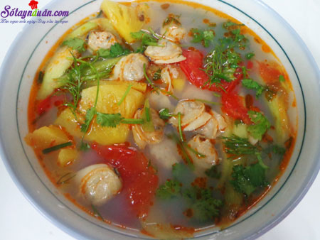 Cách làm canh ngao nấu dứa ngon ngất ngây