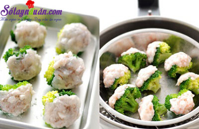 Cách làm chả tôm hấp bông cải kiểu Trung Hoa