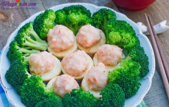 Cách làm chả tôm hấp bông cải kiểu Trung Hoa