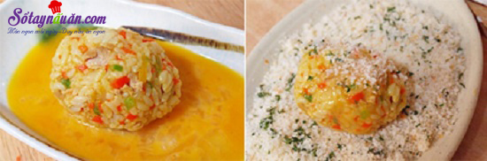 Cách làm cơm viên xúc xích chiên giòn ngon miệng