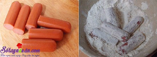 Cách làm cơm viên xúc xích chiên giòn ngon miệng