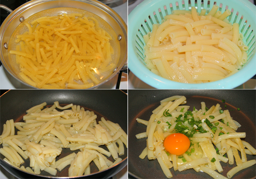 Cách làm nui chiên trứng