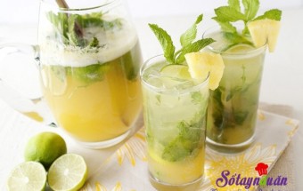 Cách làm sinh tố dứa bạc hà mát lạnh