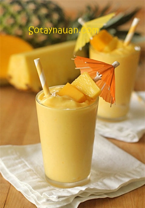 Cách làm sinh tố hoa quả chuối, xoài, dứa ngon