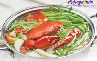 Cách nấu lẩu cua lá me