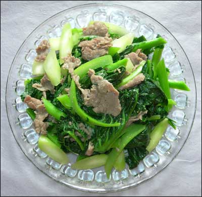 Cải rổ xào thịt bò