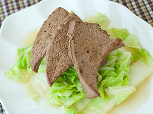 Cải thảo xào gan heo