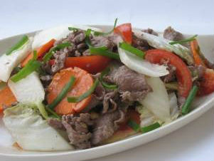 Cải thảo xào thịt bò