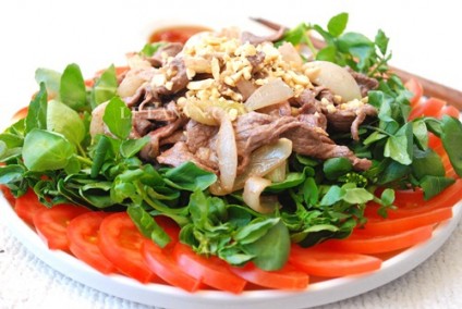 Cải xoong trộn thịt bò