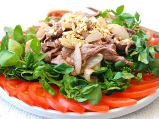 Cải xoong trộn thịt bò