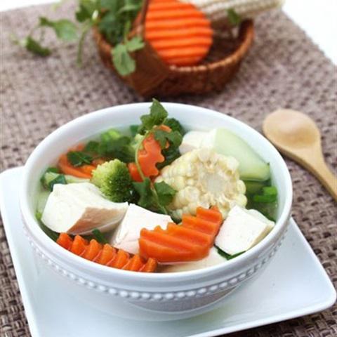 Cách làm canh đậu hũ nấu rau củ