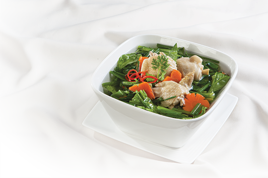 Canh gà cải bó xôi