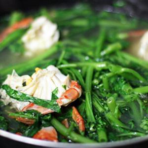 Cách làm canh ghẹ nấu rau muống 