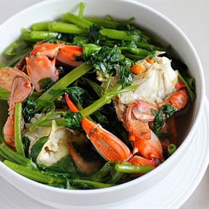 Cách làm canh ghẹ nấu rau muống 