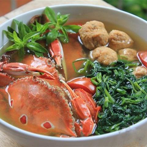 Cách làm canh ghẹ rau muống chả cua