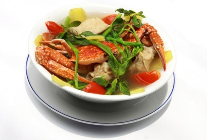 Canh ghẹ rau muống