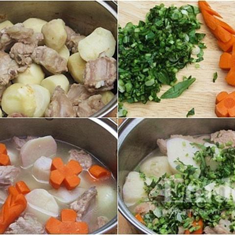 Cách làm canh khoai sọ sườn heo