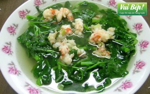 Canh mồng tơi nấu tôm