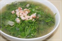 Canh rau má nấu tôm tươi món canh làm dịu nắng hè
