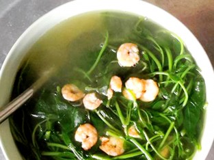 Canh rau mồng tơi nấu tôm