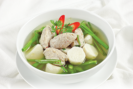 Canh rau muống khoai sọ