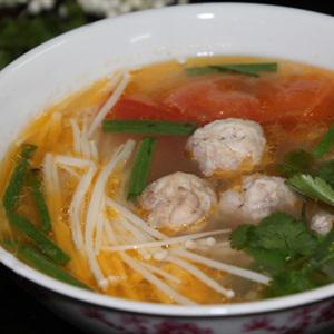 Cách làm canh thịt viên nấu nấm