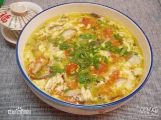 Canh trứng nấu nấm