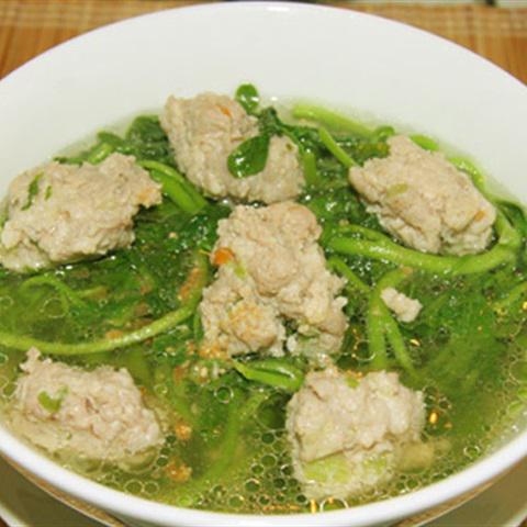 Cách làm canh xà lách xoong nấu thịt xay