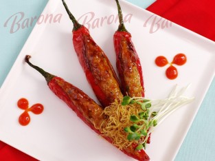 Chả cá nhồi ớt rim gừng