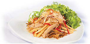 Chân nấm xào thịt gà