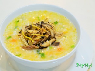 Cháo gà xé nấm hương-bữa sáng cho người thương