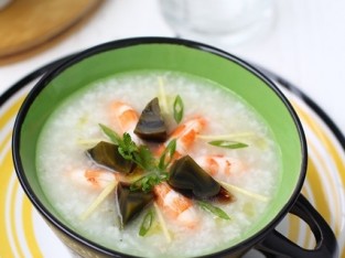 Cháo hột vịt bắc thảo nấu tôm