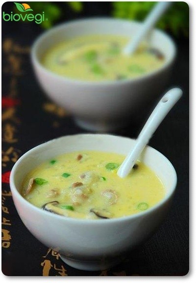 Cháo nấm trứng thịt bò