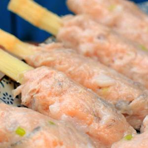 Cách làm chạo tôm bọc mía đường